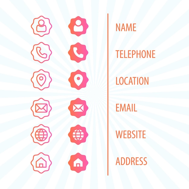 Paquete de iconos de comunicación e información 16 para tarjetas de visita en formato de color variable