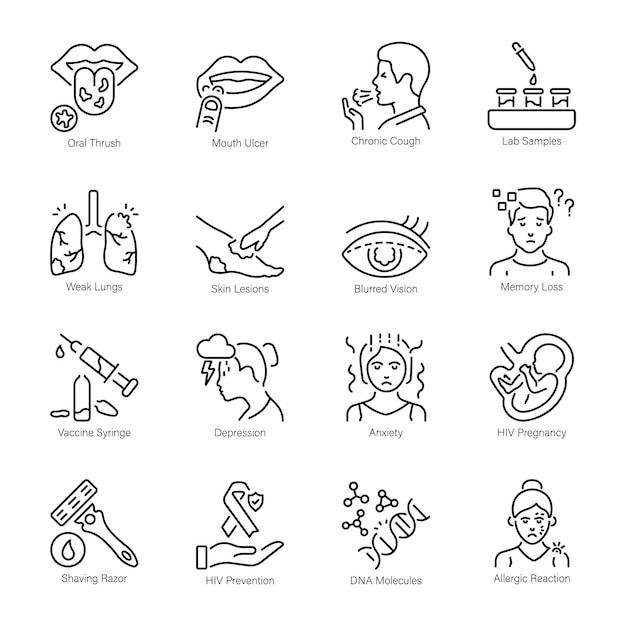 Paquete de iconos para la concienciación sobre el VIH