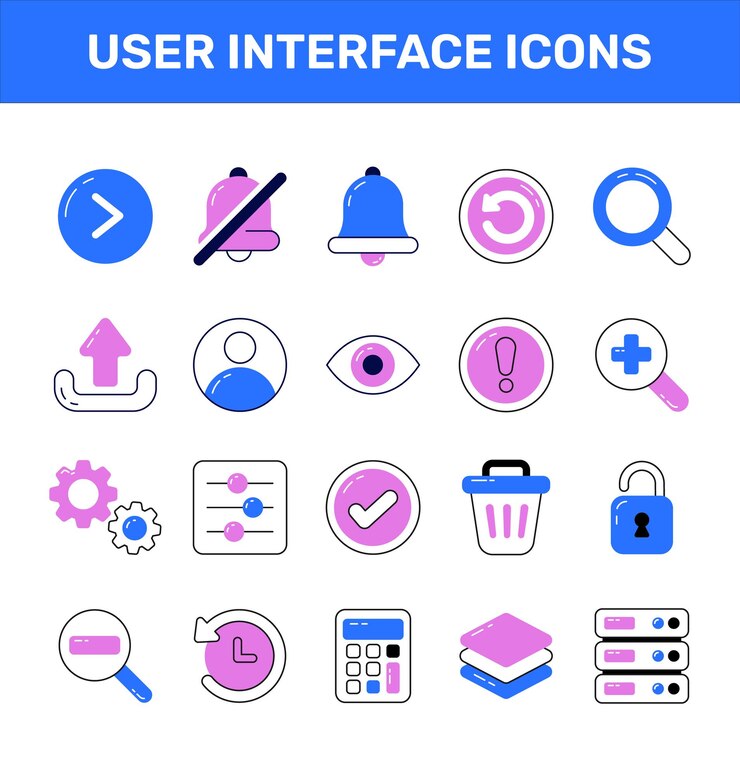 El paquete de iconos de contorno de colores de la experiencia del usuario