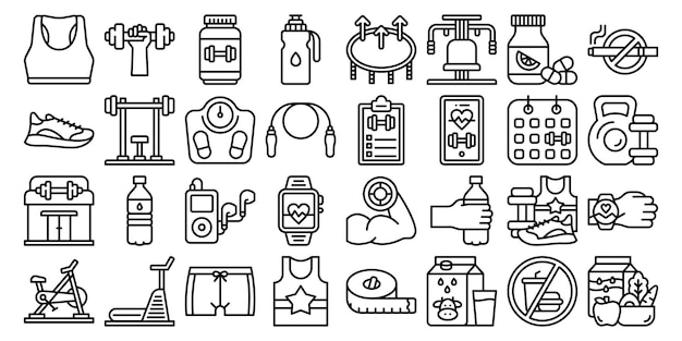El paquete de iconos de contorno de fitness