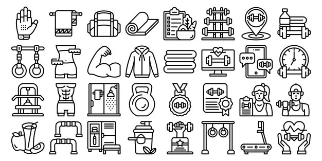 El paquete de iconos de contorno de fitness