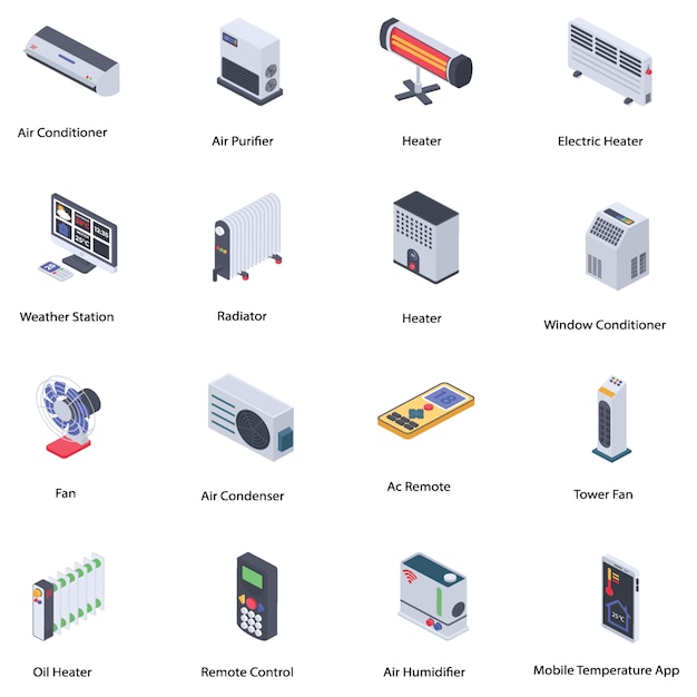 Paquete de iconos de control de clima en el hogar