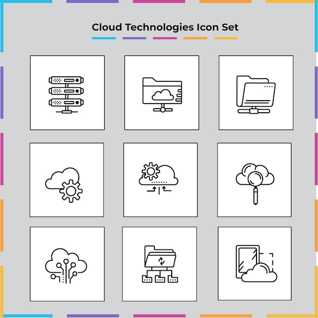Paquete de iconos Creative Data Management 25 Glyph Solid Black como ojo servidor mano sd nube