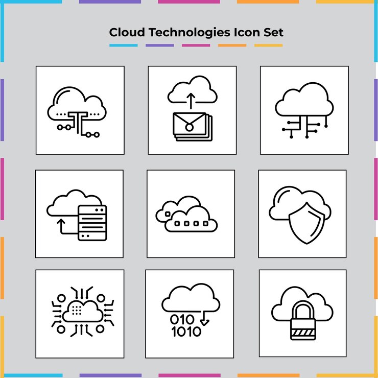 Paquete de iconos Creative Data Management 25 Glyph Solid Black como ojo servidor mano sd nube
