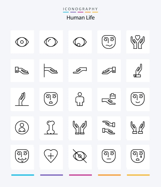 Paquete de iconos Creative Human 25 OutLine, como el cuidado de las emociones corporales, la mano enfadada