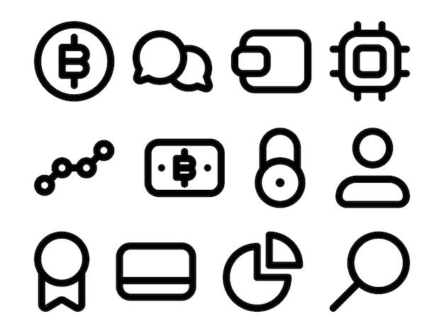 Paquete de iconos de criptomonedas en estilo de esquema