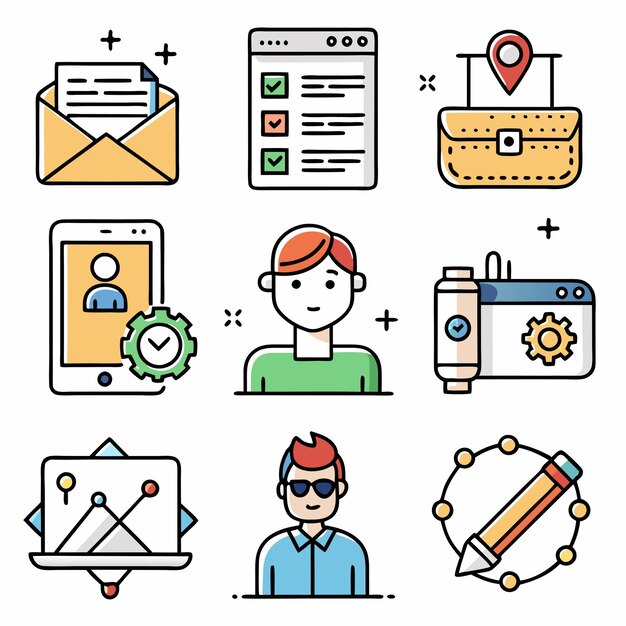 paquete de iconos de dibujos dibujados