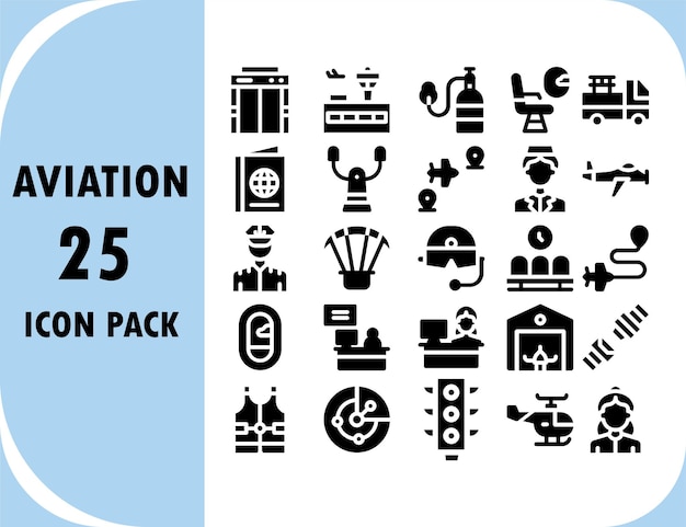paquete de iconos de diseño vectorial lleno de aviación