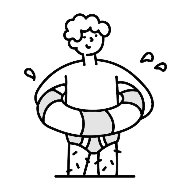 Paquete de íconos de doodle de natación al estilo de dibujos animados