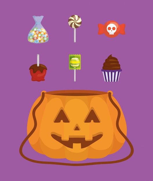 Paquete de iconos de dulces de halloween set