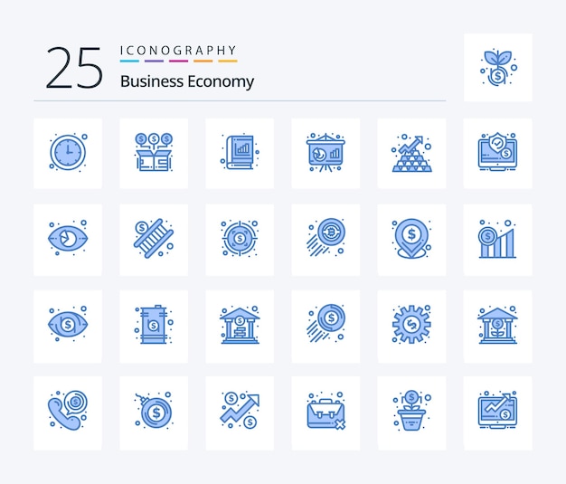 Paquete de iconos economy 25 blue color que incluye un gráfico de finanzas en línea gráfico de negocios