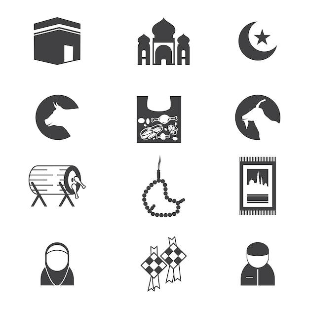 Paquete de iconos de eid al adha eid mubarak