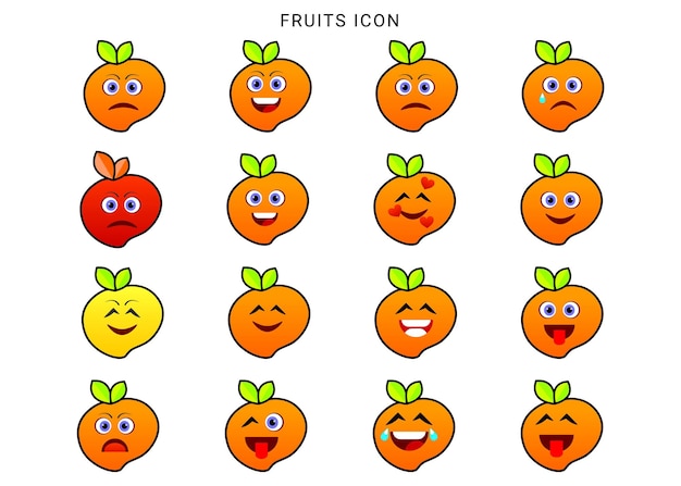 Paquete de iconos de emoji de frutas