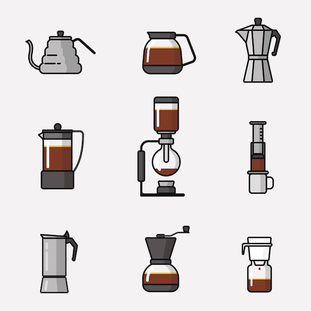 Paquete de iconos de equipos para hacer café