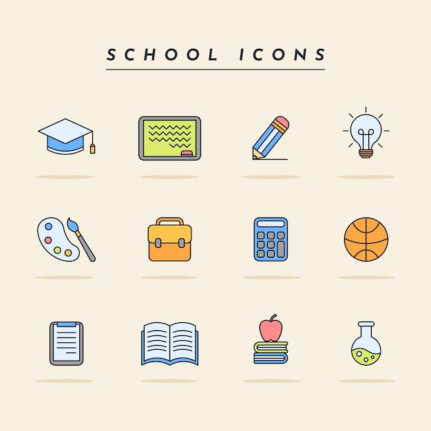 El paquete de iconos de la escuela es lindo y sencillo.