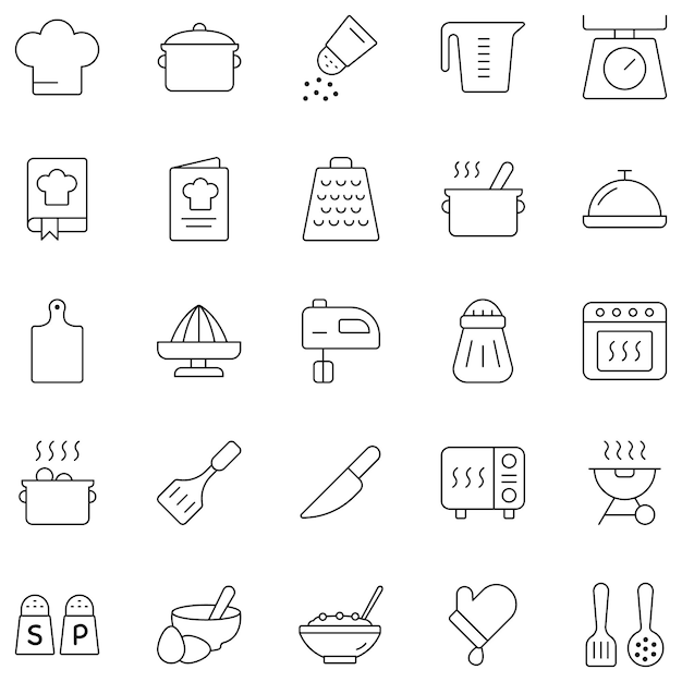 El paquete de iconos de esquema de cocina