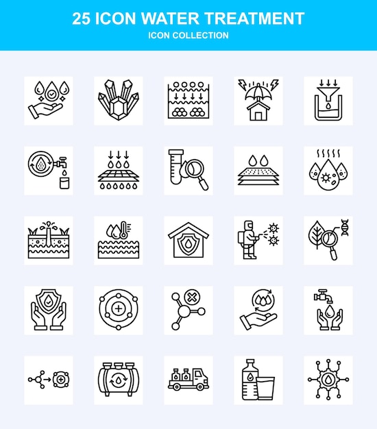 Paquete de iconos de esquema de tratamiento del agua