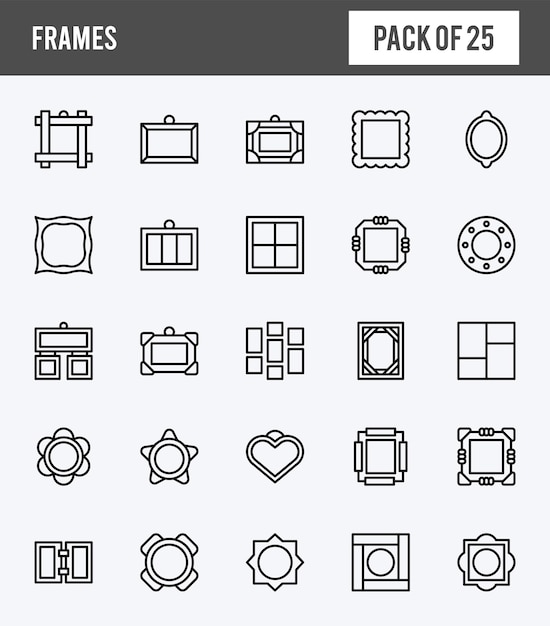 Paquete de iconos expandidos lineales de 25 cuadros ilustración vectorial