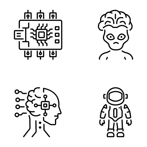 Paquete de íconos futuristas de estilo lineal