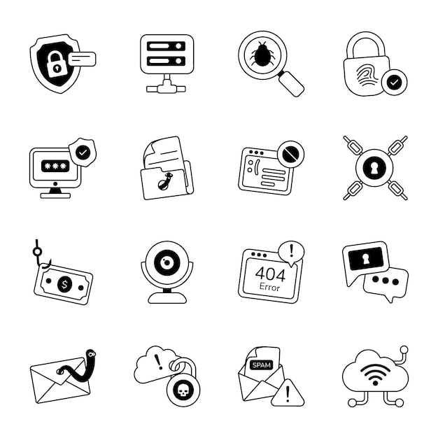Paquete de iconos de glifos de ataque cibernético