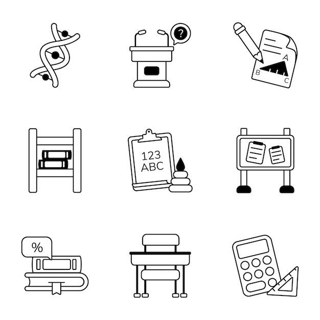 Paquete de iconos de glifos escolares