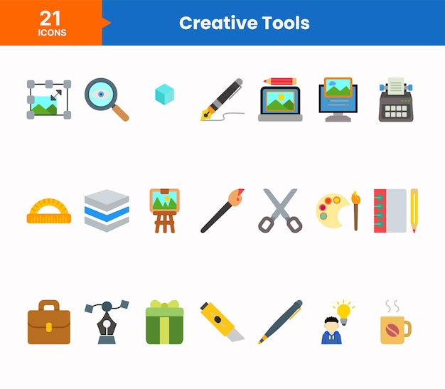 El paquete de iconos de herramientas creativas