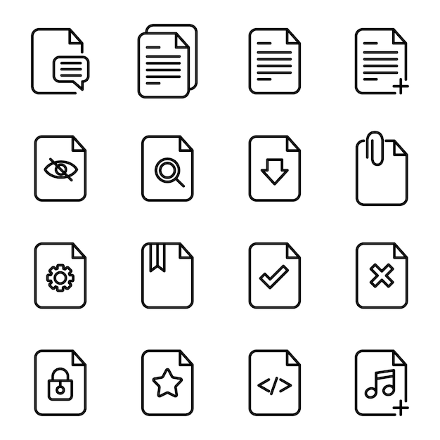 Paquete de iconos de icono de archivos, estilo de icono de esquema