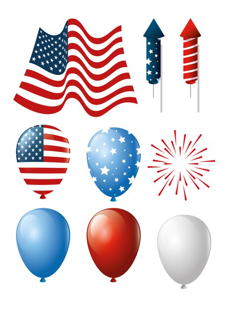 Paquete de iconos de independencia usa
