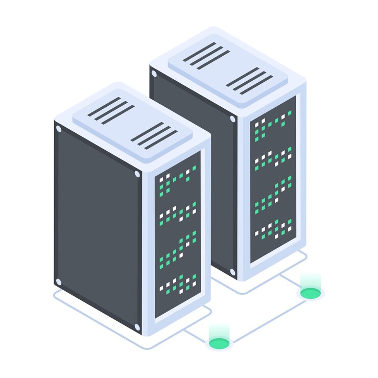 Vector paquete de iconos isométricos de almacenamiento de servidor