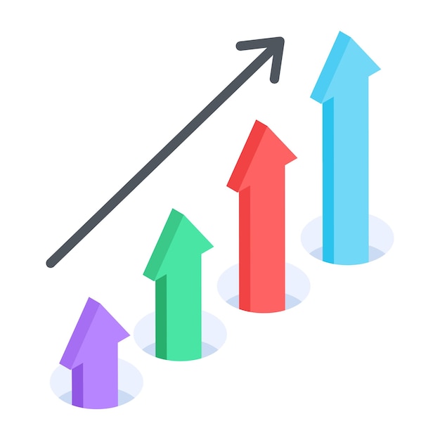 Paquete de iconos isométricos de crecimiento de inversión