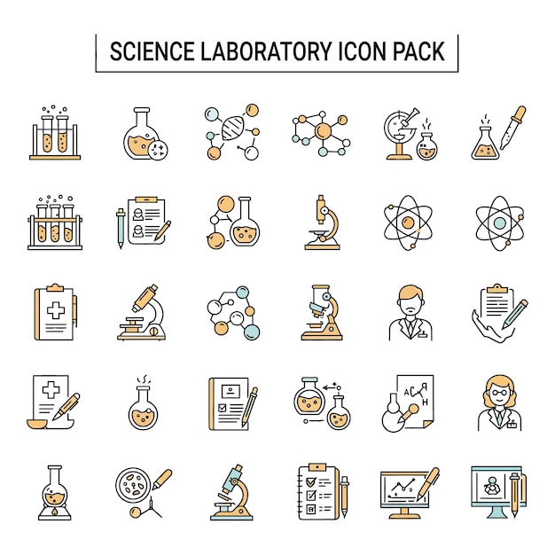 El paquete de iconos del laboratorio de ciencias