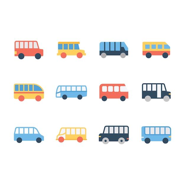 Paquete de iconos de línea de autobús escolar