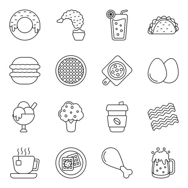 Paquete de íconos de la línea de comidas
