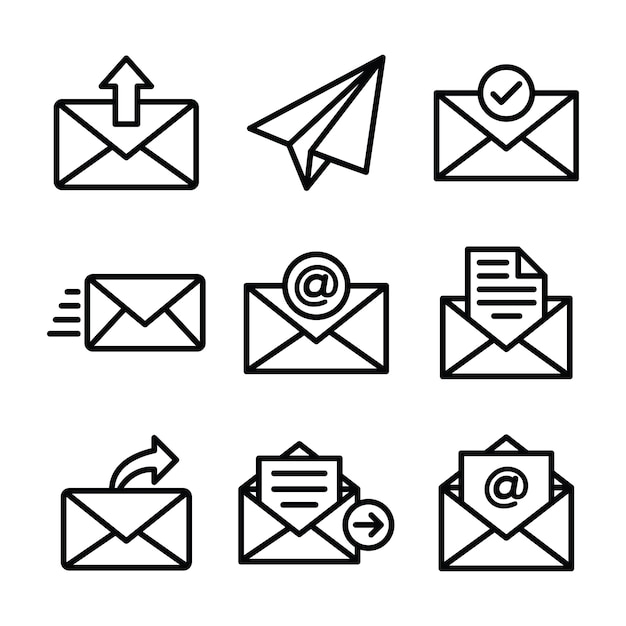 Vector paquete de iconos de línea de correo electrónico