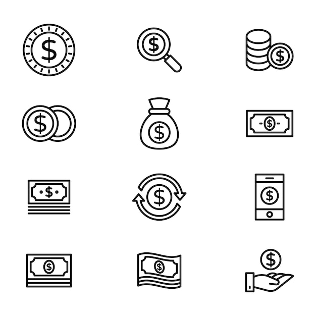 Paquete de iconos de línea de finanzas