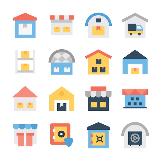 Paquete de iconos de línea de garaje de entrega