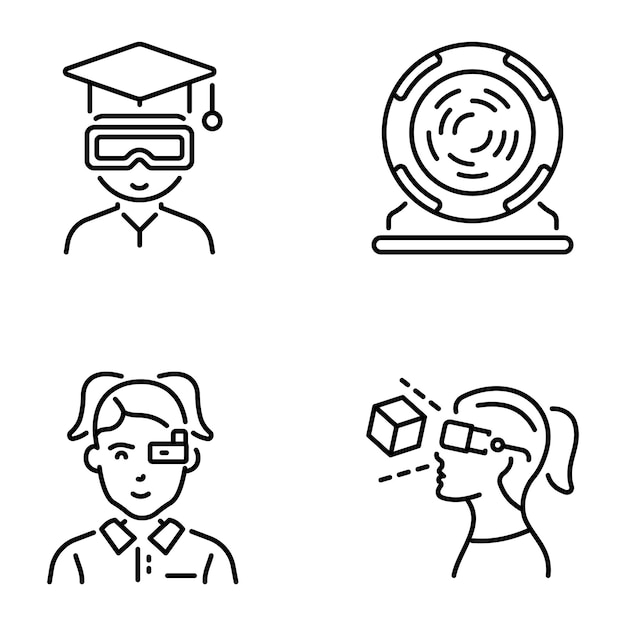Paquete de íconos lineales futuristas y de ciencia ficción