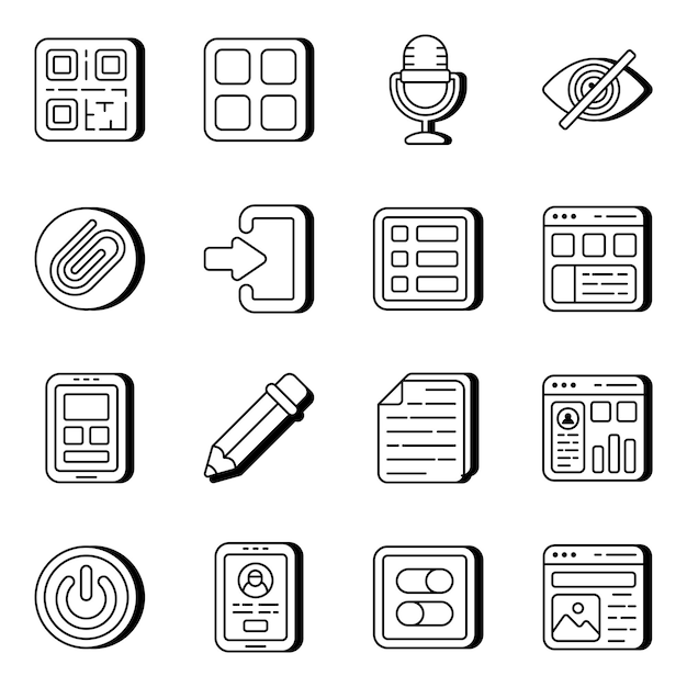 Paquete de iconos lineales de interfaz de usuario