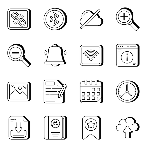 Paquete de iconos lineales de medios
