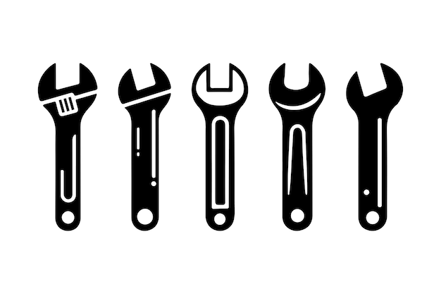 Paquete de iconos de llave inglesa simple para uso digital e impreso