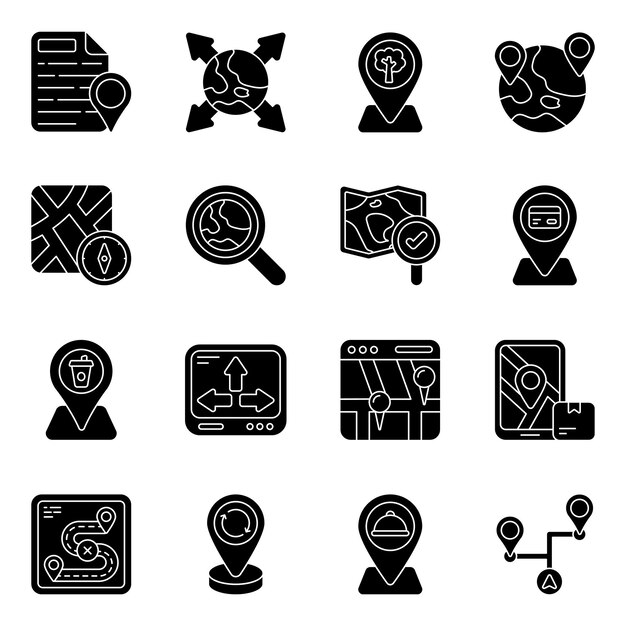Paquete de íconos de mapas y glifos GPS