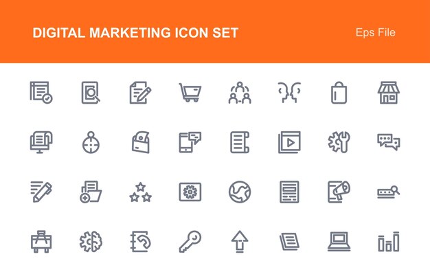 Paquete de iconos de marketing digital vectorial