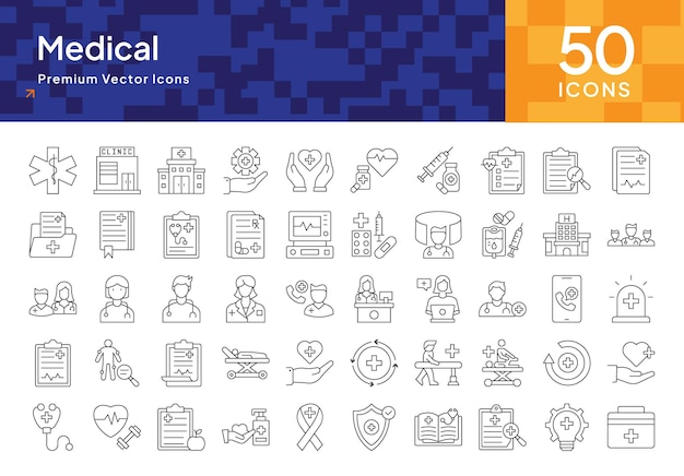 Paquete de iconos médicos para hospitales, clínicas y servicios de profesionales de la salud