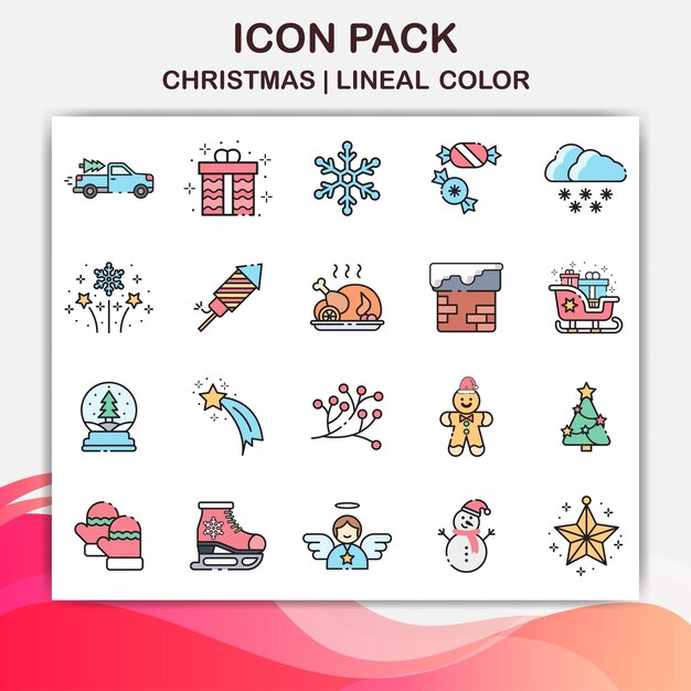 paquete de iconos navideños con estilo de color lineal