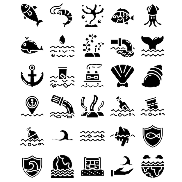 El paquete de iconos del océano