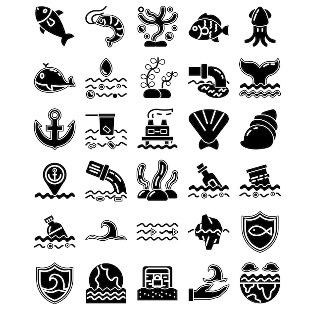 El paquete de iconos del océano