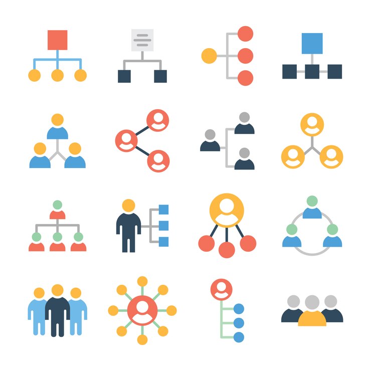 Vector paquete de iconos de organización del equipo