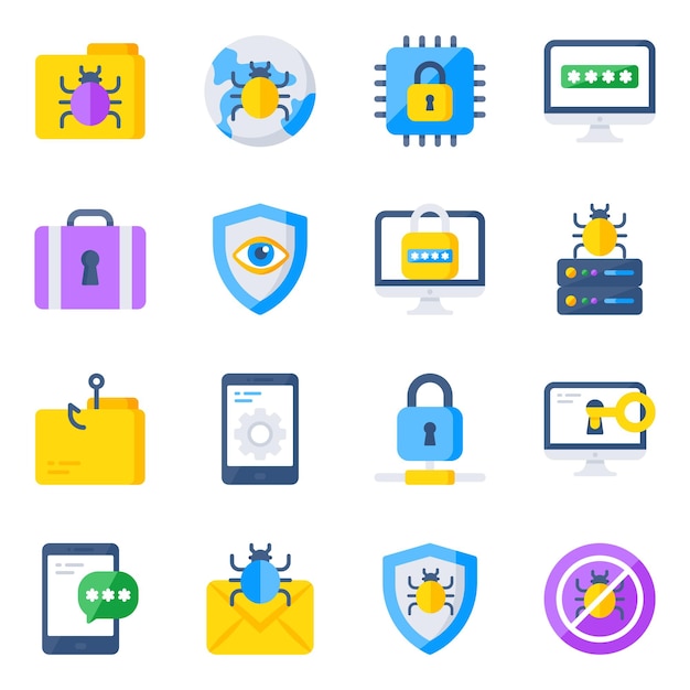 Paquete de iconos planos de cifrado