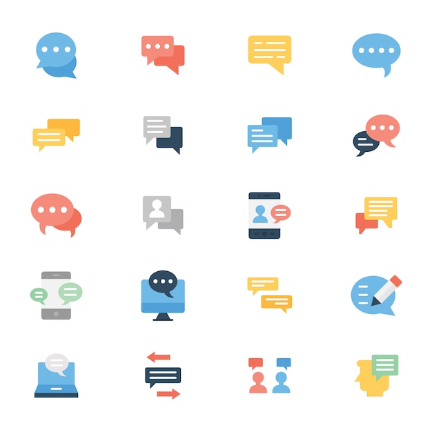 Paquete de iconos planos de comunicación empresarial