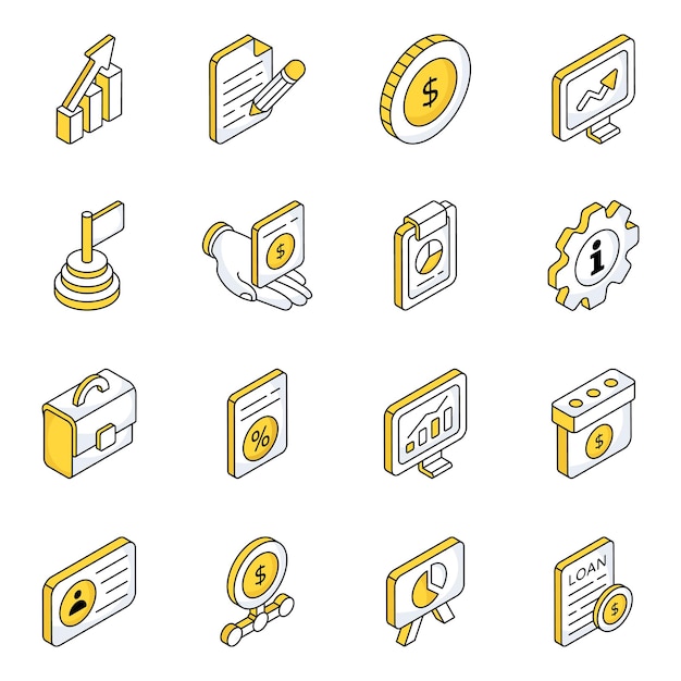 Paquete de íconos planos de datos